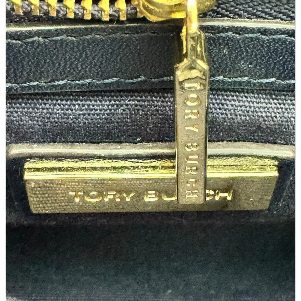 Tory Burch Navy White Gingham Chain Shoulder Crossbody Bag